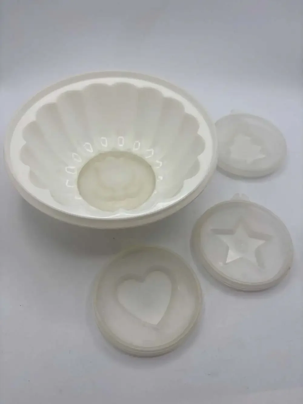 Vintage Tupperware Jel-N-Serve 616 Gelatin Mold with 3 Interchangeable Design In